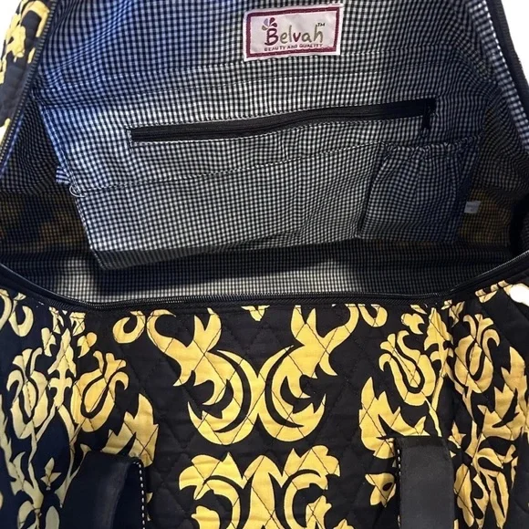 Belvah Quilted Chic Black and Yellow Women's Travel Bag - Picture 7 of 7
